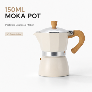 Cafetière Moka avec poignée imitation bois, 3 tasses, pour cuisinière à gaz et électrique, percolateur à café italien <span class=keywords><strong>vintage</strong></span> - Product Image 2