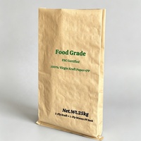 Sacs tissés en PP Kraft de qualité alimentaire 2-en-1, sacs à soufflets latéraux de 25 kg, sacs en papier Kraft de 50 kg pour l'emballage de farine, amidon, céréales et ingrédients alimentaires