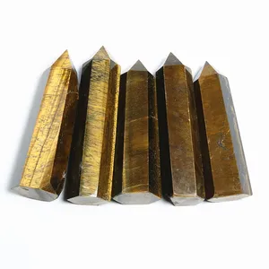Natural Energy Healing Crystal Yellow Tiger Eye Stone Point