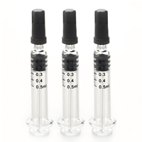 Siringa in Vetro Versatile da 0,5 ml con Attacco Luer Slip, Iniettore con Stantuffo in Plastica Graduato per Oli ad Alta Viscosità e Raffinerie di Laboratorio