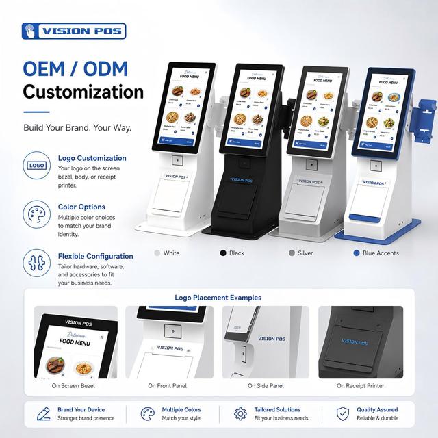 Desk Mount All-in-One 10.1 Inch POS Payment Kiosk with Touch Screen Barcode Reader Printer Scanner Module SDK Function