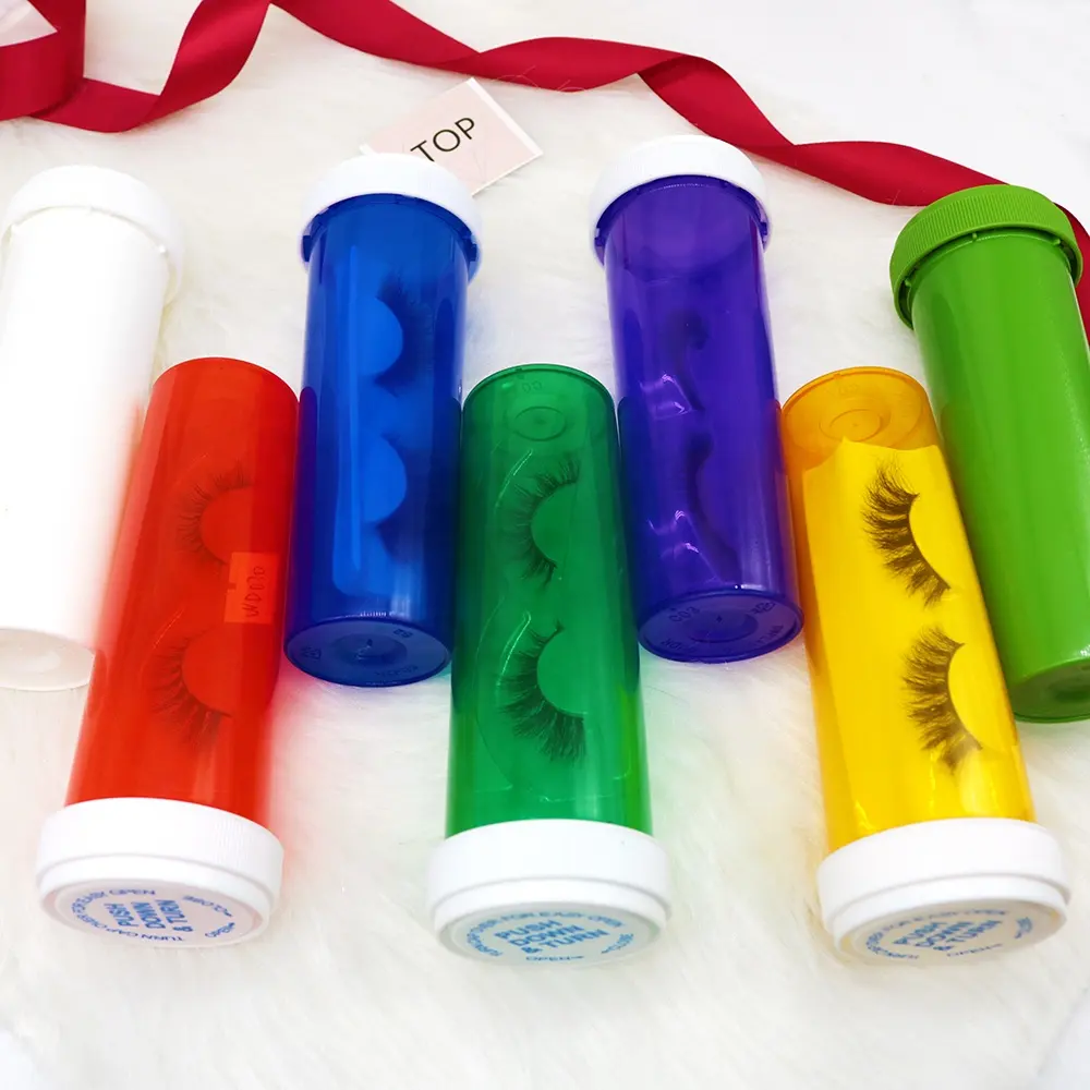 100% 3D mink eyelashes customized eyelashes box eyelash package of medicine bottle best private label