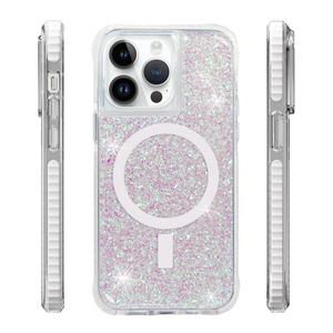 Funda Magnética Brillante con Orificio para el Logotipo, Resistente a Golpes, para iPhone 15 14 Pro Max, Compatible con Carga Inalámbrica - Product Image 1