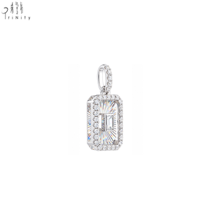 จี้เพชรทรงบาแกตต์และทรงกลมเจียระไนแบบบริลเลียนท์ ทองคำขาว 14K คุณภาพเยี่ยม สำหรับผู้หญิง เหมาะสำหรับเป็นของขวัญและสวมใส่ในชีวิตประจำวัน - Product Image 2