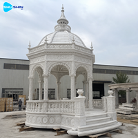 Pavillon de jardin en marbre blanc sculpté à la main, structure extérieure classique écologique pour villa, domaine, mariage, aménagement paysager