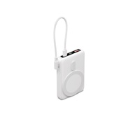 Power Bank Portabel OEM Magnetik Nirkabel Li-Polymer 10000mah dengan Kabel Terintegrasi, Layar LCD, dan Output USB Type C