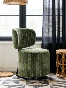 Tamburound Nordic Fabric Swivel Makeup <strong>Stool</strong> with Rotating Backrest for <strong>Bedroom</strong> Dressing Chair - Product Image 6