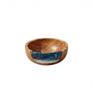 Trendy Style Wooden Epoxy Resin <b>Bowl</b> for Salad Rice Handmade Fruit Acacia Wood <b>Bowl</b> <b>Big</b> Vegetable Serving <b>Bowl</b> Kitchenware - Product Image 1