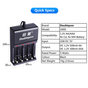 <span class=keywords><strong>Chargeur</strong></span> de prise USB standard européen avec affichage LED entrée 12V 4 emplacements pour <span class=keywords><strong>chargeur</strong></span> de batterie à télécommande au lithium 1.2V AA AAA NiMH - Product Image 3