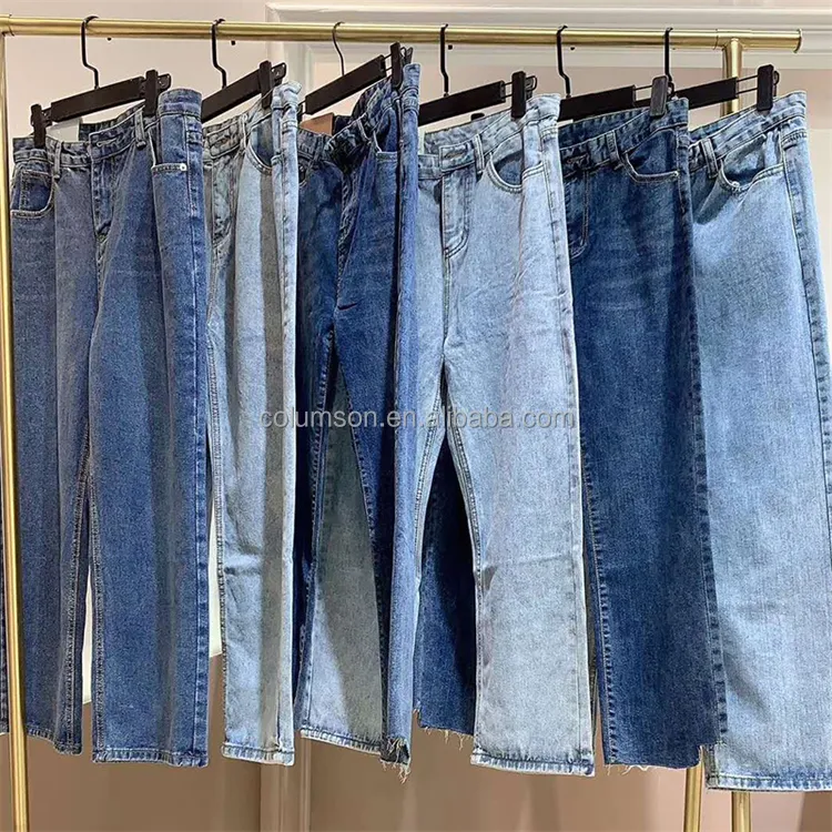 Pantalones vaqueros variados de segunda mano para mujer, Vaqueros cuadrados de pierna ancha