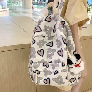 Little Bear Pattern Backpack 15 Inches With Keychain For Girls School Education - Product Image 2