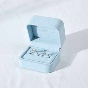 Custom Logo Sky Blue Microfiber Velvet Jewelry <b>Box</b> Ring <b>Earring</b> Pendant Necklace <b>Gift</b> Packaging <b>Box</b> For Wedding Engagement - Product Image 2