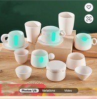 Tasse en céramique Zisha émaillée TG, poterie DIY, peinte à la main sous l'émail, couleur minimaliste, mug en bisque blanc, argile à haute blancheur, non émaillée