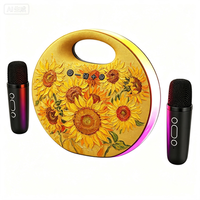 Haut-parleur karaoké Bluetooth portable 2400 mAh avec 2 microphones sans fil, lumière LED RGB, machine KTV, prend en charge TF USB AUX