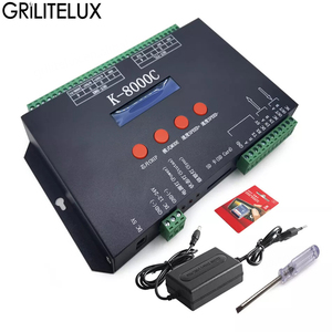 Controlador de Píxeles LED GRILITELUX K-8000C Pro de 8 Puertos con Tarjeta SD, Control DMX512/SPI Fuera de Línea, DC5-24V para Tiras RGB WS2811/WS2812 - Product Image 1