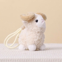 En gros, Porte-clés pendentif mignon en peluche de mouton à cornes courbes, OEM, Mascotte de dessin animé en peluche douce, Jouet animal en peluche (chèvre, agneau) pour cadeau