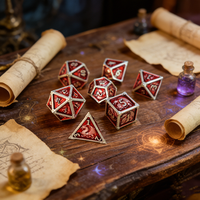 Vente en gros d'usine, dés à jouer en métal lourd de luxe faits à la main, fantaisie bleue, dragon sculpté, polyédrique, pour jeu de rôle