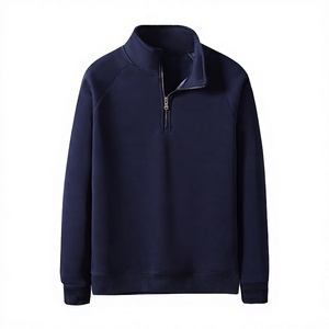 Sweat-shirt polaire bleu marine pour homme, coupe ample, col montant, décontracté, pour l'automne, uni, numérique, écologique, respirant - Product Image 1