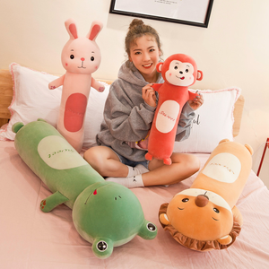 En stock, peluche douce et mignonne de dessin animé, coussin long, animal singe, lapin, grenouille, lion, jouet en peluche rembourré - Product Image 2