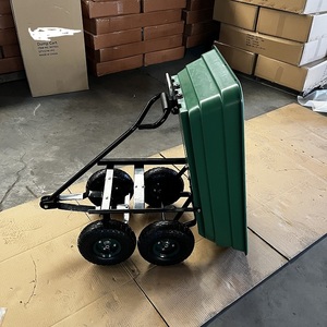 Zware Stalen Dump Kar Tuin Utility Aanhangwagen Poly Tray Dumping Trolley Plastic Bakje Tuin Tipkar - Product Image 5