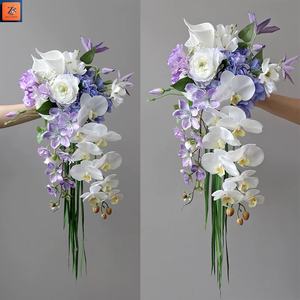 ZIKE <span class=keywords><strong>Bouquet</strong></span> <span class=keywords><strong>de</strong></span> <span class=keywords><strong>mariée</strong></span> artificiel à main, effet cascade, très populaire - Product Image 2