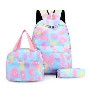 factory direct price user friendly design Multi pattern layered storage 3Pcs Set Colored School Backpack for sale