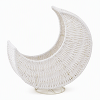 Panier lune blanche tressé à la main, organisateur de bureau en osier, rangement, décoration maison et bureau, vente en gros OEM, panier lune croissante