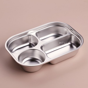 Plateau repas divisé en acier inoxydable poli SUS316, écologique, de qualité alimentaire, pour enfants, adultes, cantine scolaire - Product Image 2