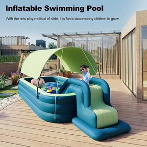 Factory Eco-friendly Durable PVC Large Size <strong>Swimming</strong> <strong>Pool</strong> with <strong>Slide</strong> and Canopy Cool Summer Water Play Center for Families - Product Image 2