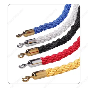Red blue black yellow queue poles twisted barrier stanchion ropes