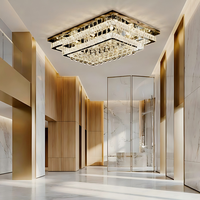 Plafonnier LED rectangulaire sur mesure en cristal K9, étanche IP65, pour projets OEM/ODM de centres de conférence, hôtels et villas
