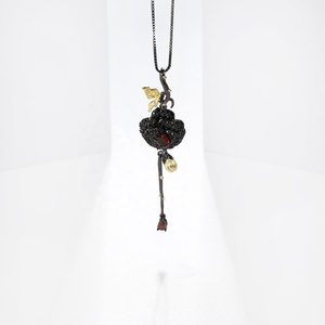 C7630 collana delicata costante laboratorio di granato rodolite creato collana con <span class=keywords><strong>rubino</strong></span> ciondolo collana da donna con fiore in argento - Product Image 3