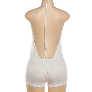 <span class=keywords><strong>Tuta</strong></span> corta estiva da donna sexy con scollo all'americana e schiena scoperta in <span class=keywords><strong>pizzo</strong></span> bianco, casual, novità 2026 - Product Image 2