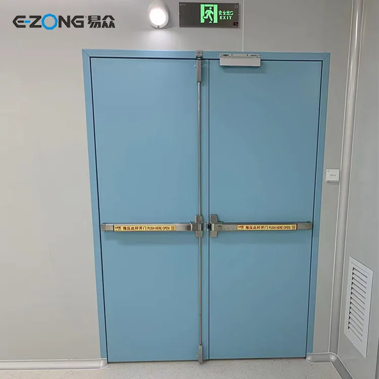 W1500*H2100mm Fire-resistant 50mm thickness emergency exit with 304 stainless steel push type panic bar