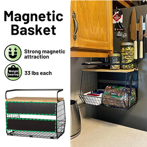 Cross-border wooden <b>kitchen</b> <b>storage</b> <b>rack</b>, wrought iron and wooden <b>storage</b> <b>rack</b>, wall-mounted vegetable and fruit <b>storage</b> - Product Image 5