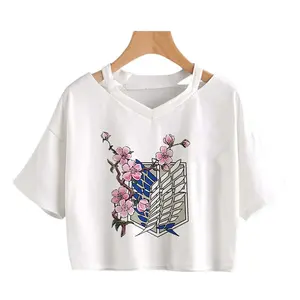 Dropshipping Saudi Arabia Products Supplier Anime Print Crop T-shirt Top Women's Short Sleeved Anime Tshirt or anyother products