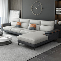 Canapé sectionnel moderne minimaliste en bois massif et tissu pour petits appartements et salons. Luxe, tendance, haut de gamme, technologique
