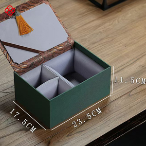 Vintage <strong>Ceramic</strong> Teapot Gift <strong>Box</strong> with Brocade Fabric Cup Storage Tassel Square Wood <strong>Jewelry</strong> <strong>Box</strong> - Product Image 6