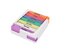 Pastillero de Plástico con Cajones de Colores Arcoíris, Organizador Semanal de 28 Compartimentos