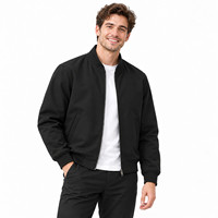 Veste bomber unisexe personnalisée en gros avec logo, fermeture éclair intégrale, col côtelé, 4 couleurs, OEM ODM