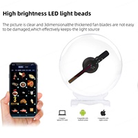 MissYou - Proyector Holográfico de Alta Tecnología de 20 cm con 80 LED, Control Remoto, APP/WIFI/3D, Ventilador de Visualización Publicitaria, Rotación de Doble Eje, Transparente
