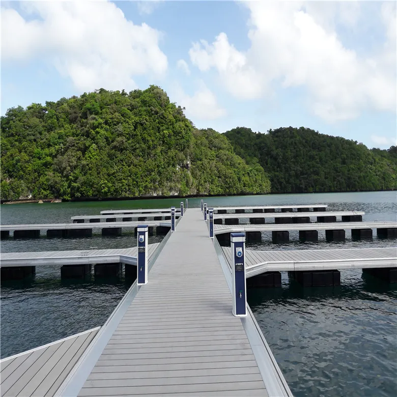 Jetty Marina — station flottante flottante sur la mer, Design d'ingénierie, pour les touristes, bateaux, caravanes, couleur verte, et noir