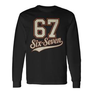 Six Seven 67 T-shirt a maniche lunghe con design divertente e meme - Product Image 1