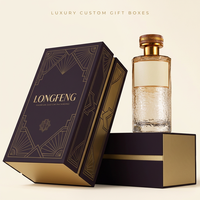Boîte-cadeau de luxe avec logo personnalisé, design Art Déco avec estampage à chaud doré, boîte rigide en papier pour marque de parfum
