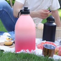 Bouteille d'eau isotherme en acier inoxydable de grande capacité (1 gallon) avec couvercle à paille