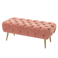 Bancs ottomanes en tissu de style nordique moderne, velours rose, pour chambre à coucher, banc de lit, best-seller pour la maison, meubles de salon