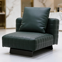Fauteuil d'appoint modulaire en cuir vert foncé, canapé contemporain pour salon