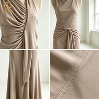 Robe longue en mousseline de soie à volants, col plongeant, épaules dénudées, coupe ample, élégante et sexy, personnalisable pour vêtements de mode OEM