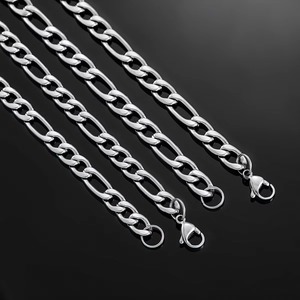 3mm-11.5mm רוחב נירוסטה שרשרת קישור פיגארו שרשרת קלאסית בצבע כסף לגברים תכשיטי נשים 14 עד 40 אינץ' - Product Image 3
