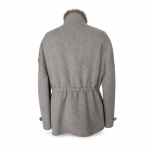 QC26060 <span class=keywords><strong>Cappotto</strong></span> Invernale da Donna in Cashmere e Pelliccia di Visone, Stile Vintage alla Moda con Cerniera e <span class=keywords><strong>Tasche</strong></span> - Product Image 3